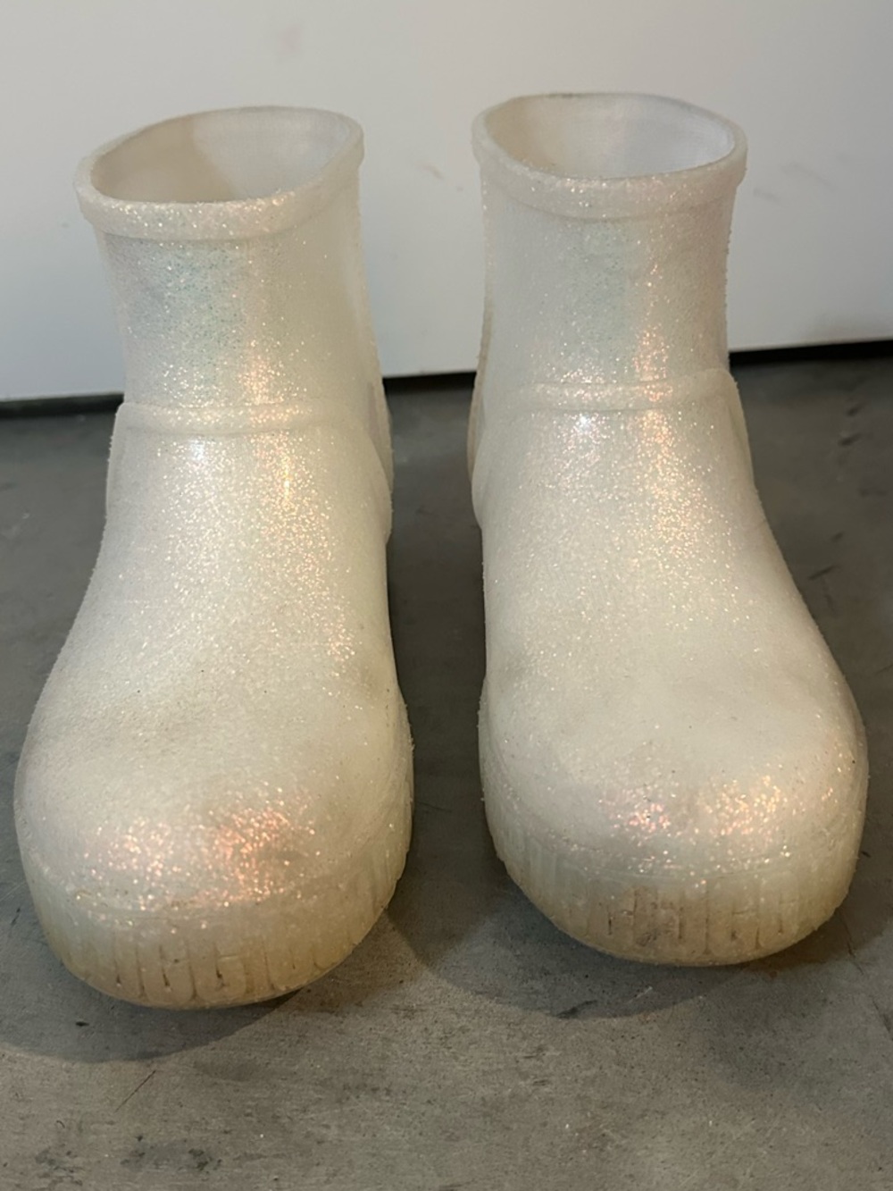 UGG Kids Drizlita White Sparkle Rain & Snow Boots